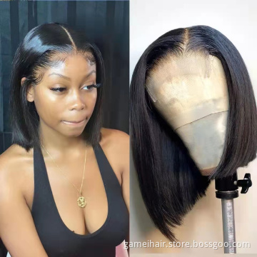 Top Selling Wholesale Bob Style Short Wig Brazilian Lace Front Wig Virgin Human Hair Bob Wigs For Black Women